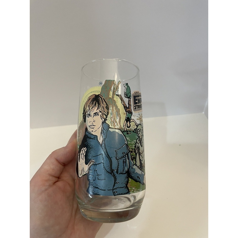 STAR WARS 1980 BURGER KING EMPIRE STRIKES BACK GLASS Yoda & Luke Skywalker CLEAN